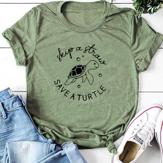 Skip A Straw Save A Turtle T-shirt